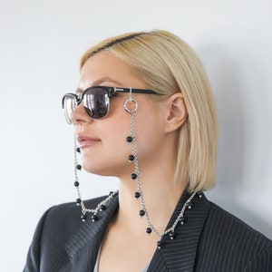 Handmade onyx eyeglass chain