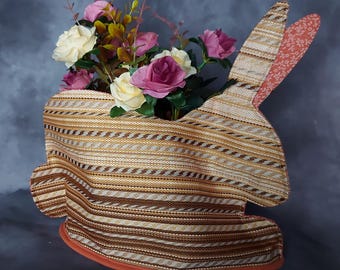 Rustic Fabric Rabbit Basket: Bunny Home Decor, Easter Gift