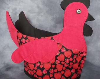 Handmade Fabric Chicken Basket: Farmhouse Easter Gift