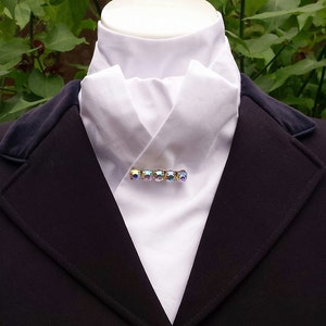 Elegance Plain White 100% cotton Self tie Stock, dressage, hunting, eventing stock tie by CJ&#39;s Equestrian