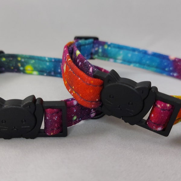 Cat Collar, Cat Breakaway Collar, Cotton Galaxy Cat Collar, Cat Quick Release Collar