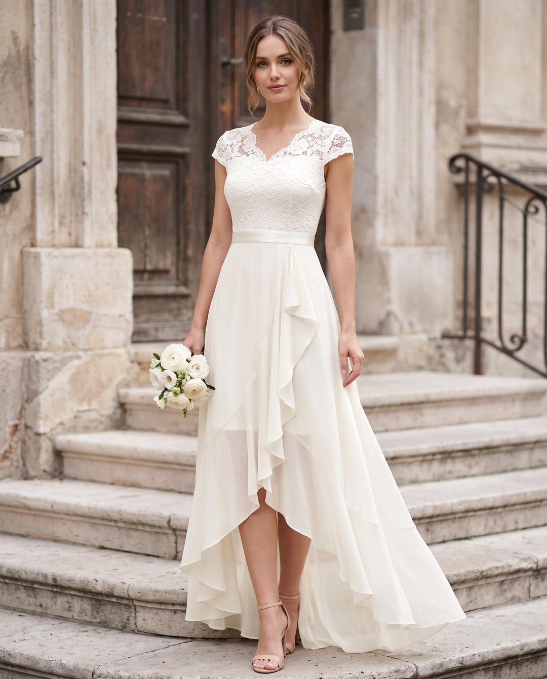 Tea Length Wedding Dress, Courthouse Wedding Dress, Civil Wedding Dress Tea Length Wedding Dress, Courthouse Wedding Dress, Civil Wedding Dress
