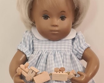 Conjunto de mameluco de cuadros vichy para muñeca Baby Sasha de 11"