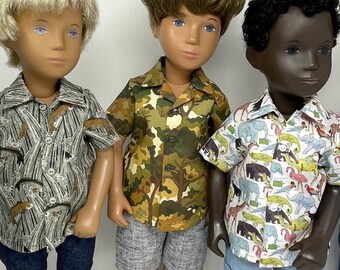 Camisas de manga corta de Liberty of London para muñecas Sasha o Gregor de 16/17 pulgadas.