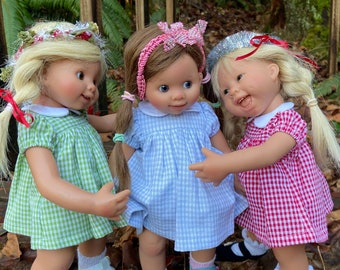 Ready to ship - Short Sleeved Classic Gingham Dress Outfit for Sasha doll Girl, Toddler or Baby.