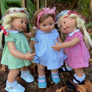 Ready to ship - Short Sleeved Classic Gingham Dress Outfit for Sasha doll Girl, Toddler or Baby.