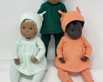 Pijama de rayas y gorro con nudo para muñecas Sasha bebé y niño pequeño