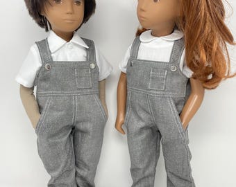 Denim/Chambray Dungarees/Overalls Reproduction for 16/17" Sasha or 45cm Zwergnase Dolls