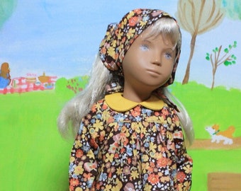 Autumn Shades Long Sleeved Classic Smock Dress, Pants and Headscarf outfits for 16/17" Sasha doll Girls