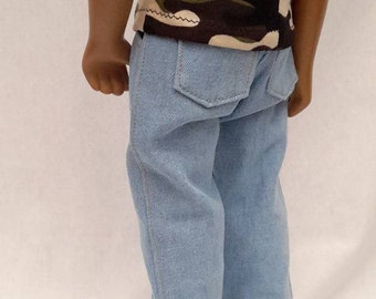 Regular Fit Denim Jeans for 16/17" Sasha Gregor Doll - Lots of details
