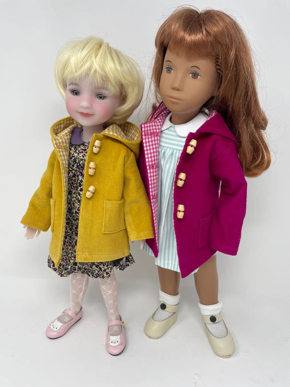 Corduroy coat with hood for Sasha 16/17", Sasha Baby, Toddler, Ruby Red Fashion Friends, Zwergnase or Wichtel 32cm Dolls
