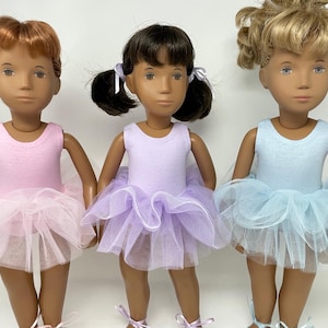 New colours available - Ballet Tutu and Leotard Outfit for Sasha, Ruby Red FF, Zwergnase Junior 45cm, GFAT, Sasha Baby or Toddler doll