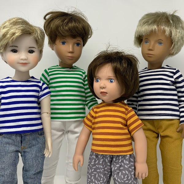 Ready to ship - Striped T-shirts for 16/17" Sasha/Gregor, Sasha Baby and Toddler or Muller Wichtel 30/32cm