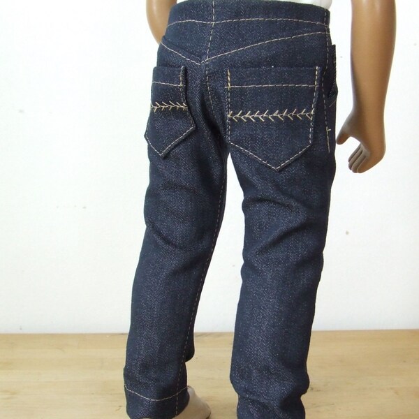Skinny Fit Dark Denim Jeans for 16/17" Sasha Gregor Doll - Lots of details