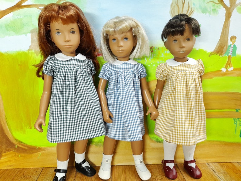 Short Sleeved Classic Gingham Dress Outfit for Sasha doll Girl, Toddler or Baby. image 1