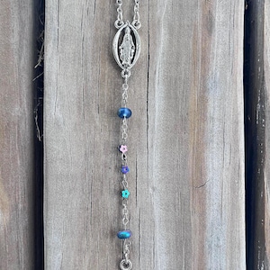Handmade Glass Chrome Flower Rosary