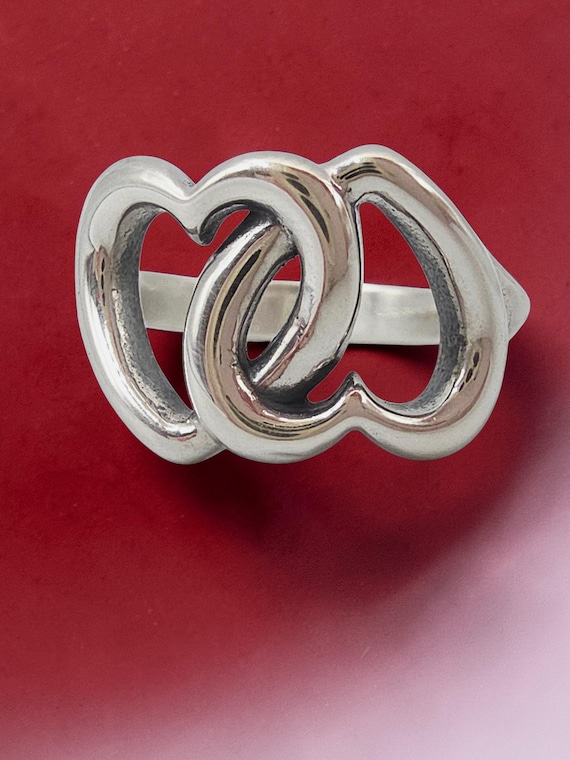 RETIRED James Avery Two Intertwined Twin Hearts Ring … - Gem