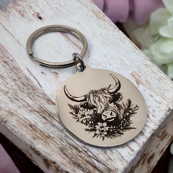Highland Cow Stainless Steel Keyring
