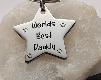 Worlds best daddy~ Stainless Steel ~ Keyring ~ Gift ~ Grandad ~ Papa ~ Hand Made ~ Engraved  ~