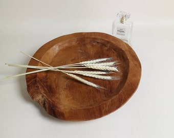 Round wood tray | Large wooden dish | Wood tray platter