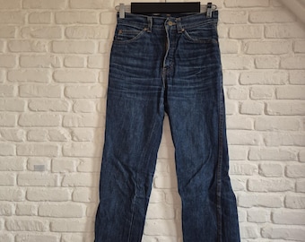 Pantalones vaqueros vintage de los años 70 estilo Landlubber – Cintura alta retro, pierna recta – Cremallera IDEAL - Vaqueros azules de los años 70 – Vaqueros vintage unisex - Talla W29