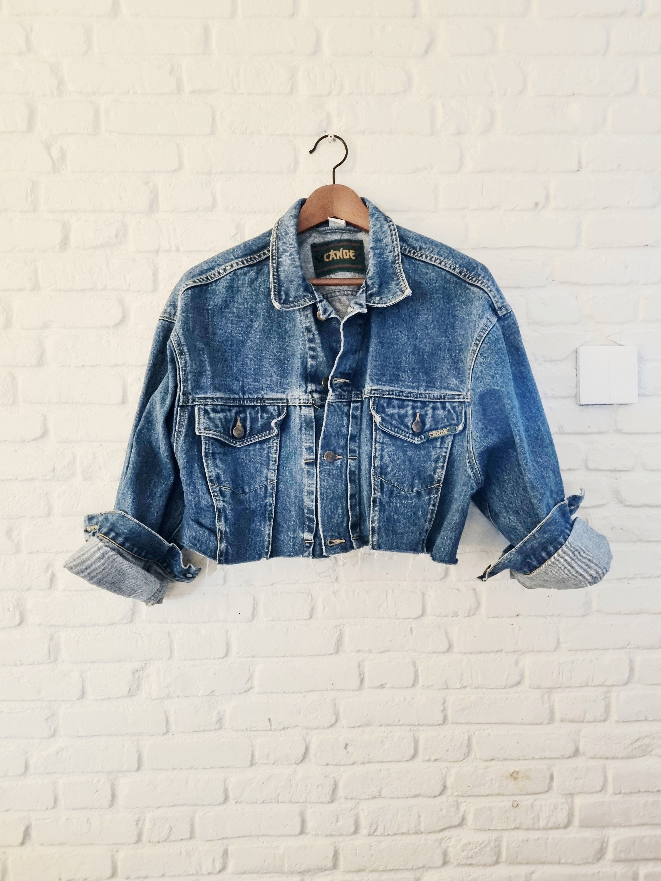 oversized raw hem denim jacket