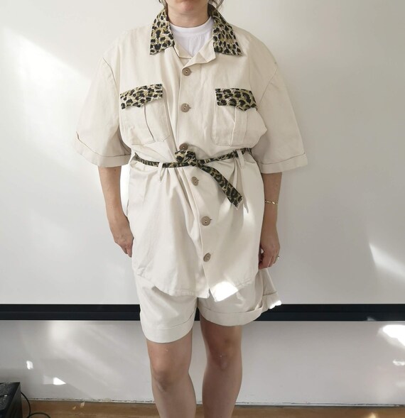 Vintage safari suit set | 1970s two piece | Leopar