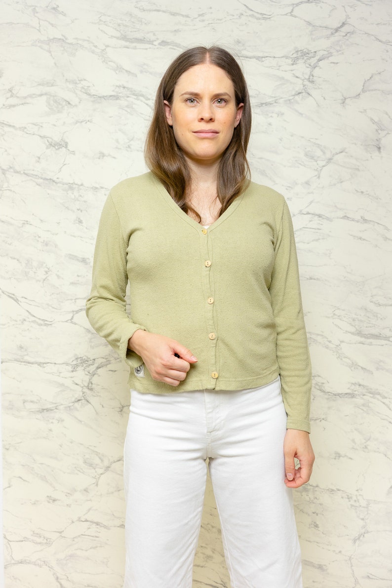 Sage green silk and cotton cardigan size S Green light cardigan The earth collection silk blend cardigan