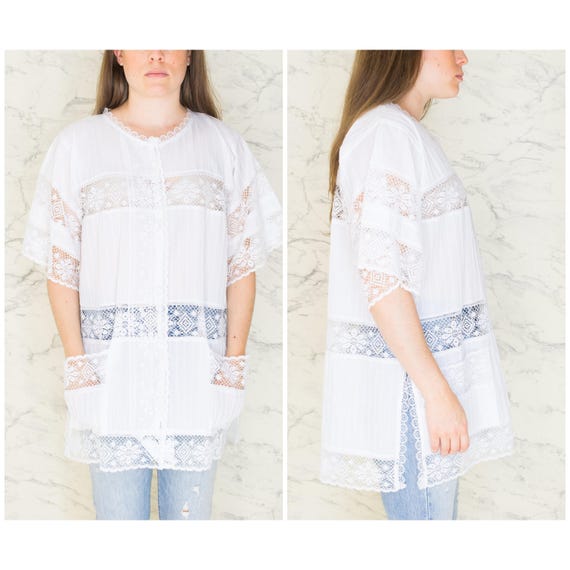 Vintage White Lace Detail Beach Coverup | Summer c