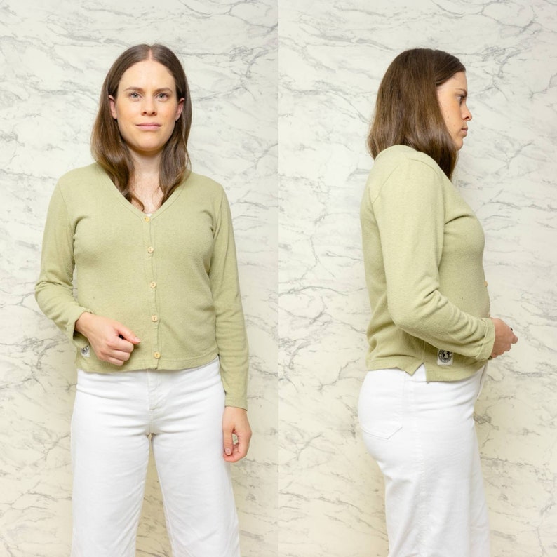 Sage green silk and cotton cardigan size S Green light cardigan The earth collection silk blend cardigan