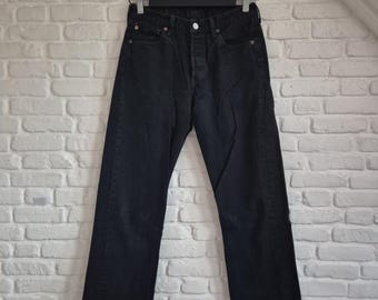 Vintage Levi’s 501 Schwarze Jeans W29 - Klassisch Gerades Bein, Faded Black, Unisex 90er Jahre Stil