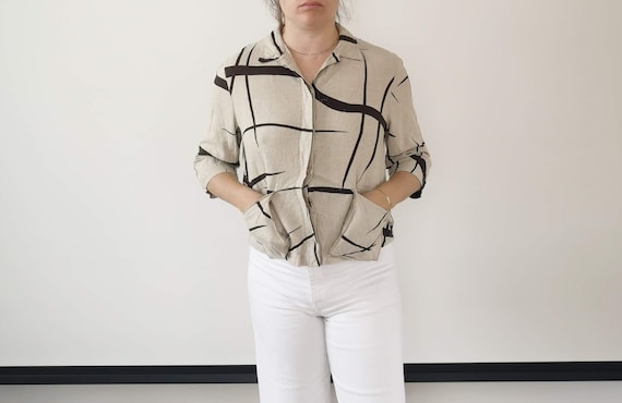 Beige linen mix jacket | Beige linen blazer | Beig