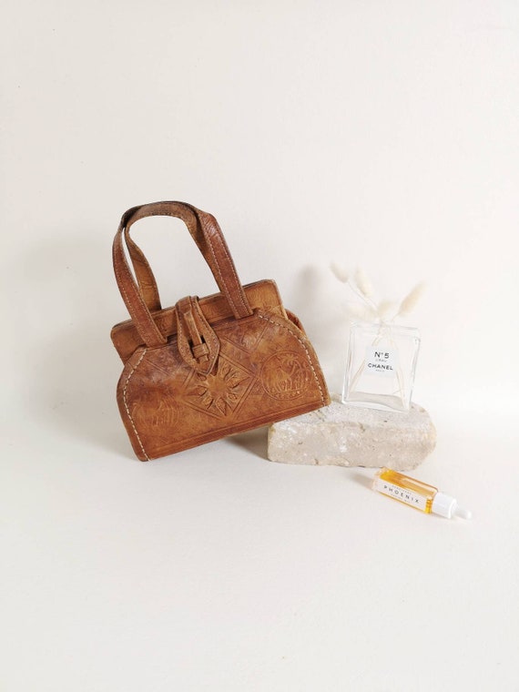Vintage leather tooled bag | Tooled leather purse