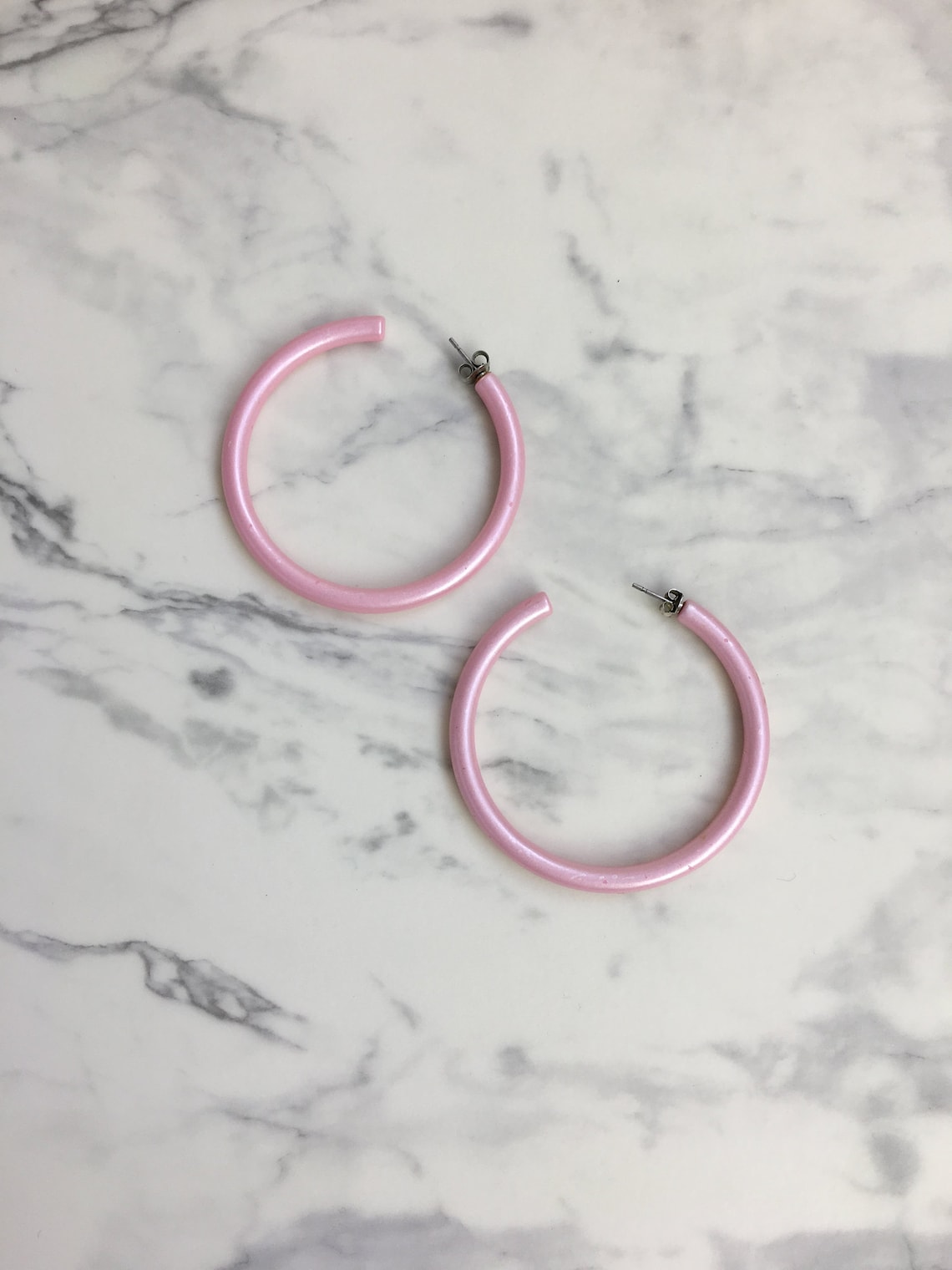 Pink Hoop Earrings Pink 80s Earrings Plastic Stud Hoops Etsy Hong Kong
