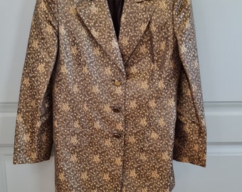 Vintage Emanuel Ungaro blommig kavaj | Metallisk brons, storlek 42