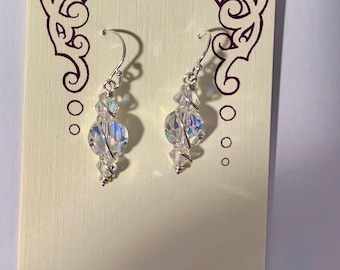 swarovski crystal AB wirewrap earrings