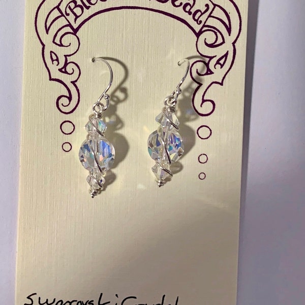 swarovski crystal AB wirewrap earrings