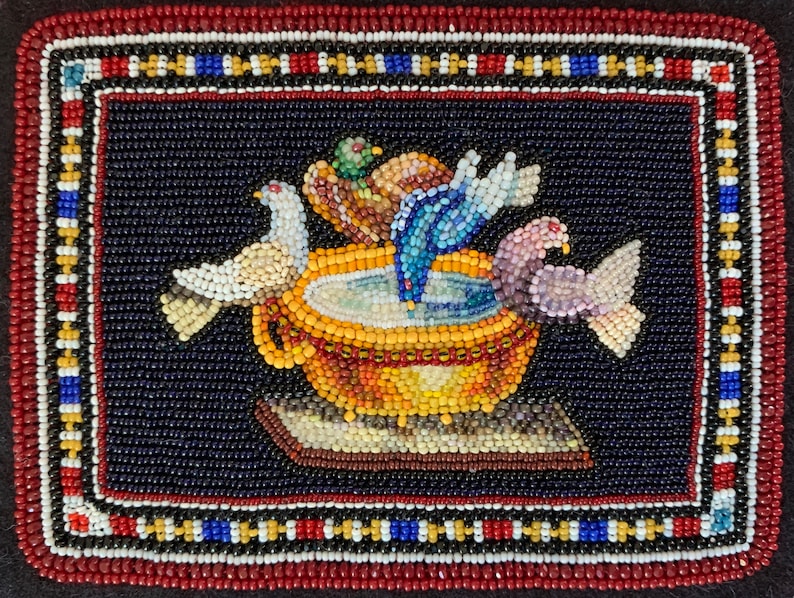beadwork by Nome May Doves of Pliny inspired by micromosaics Capitoline Doves image 3