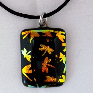 dichroic glass red dragonfly pendant