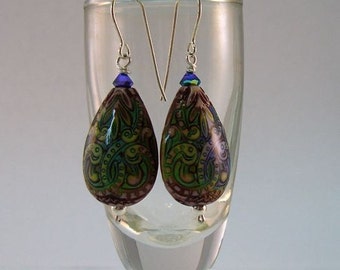 mood bead earrings, teardrop shape