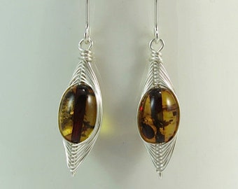 Amber and Sterling Silver earrings