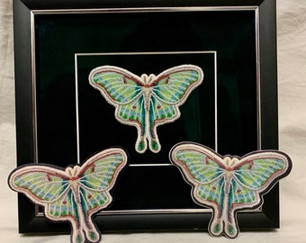 Beadwork by Nome May Luna moth picture sticker and magnet