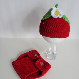 Baby hat trousers strawberry image 1