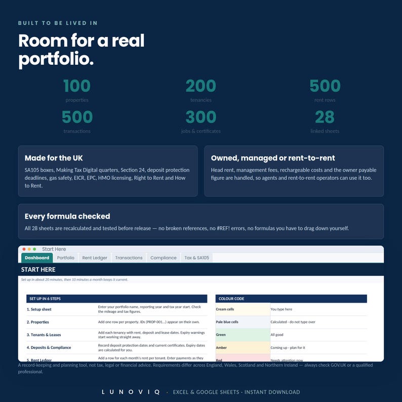 UK Landlord Spreadsheet, Rental Property Management Tracker, Excel & Google Sheets bild 10