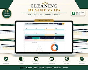Cleaning Business Spreadsheet | Client CRM, Job Scheduler, Quote & Invoice Tracker