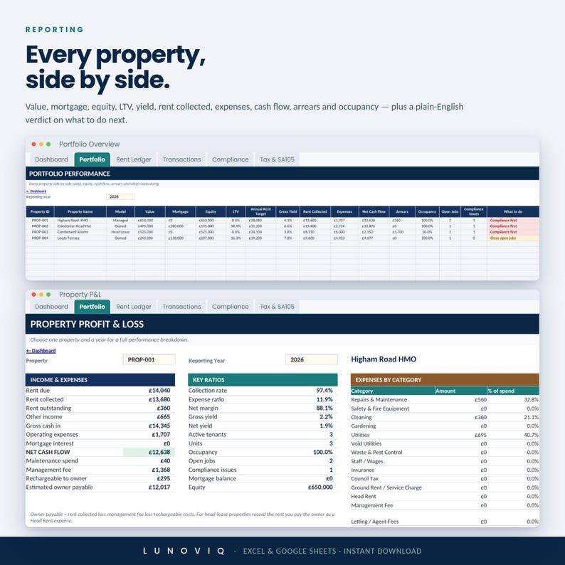 UK Landlord Spreadsheet, Rental Property Management Tracker, Excel & Google Sheets bild 8