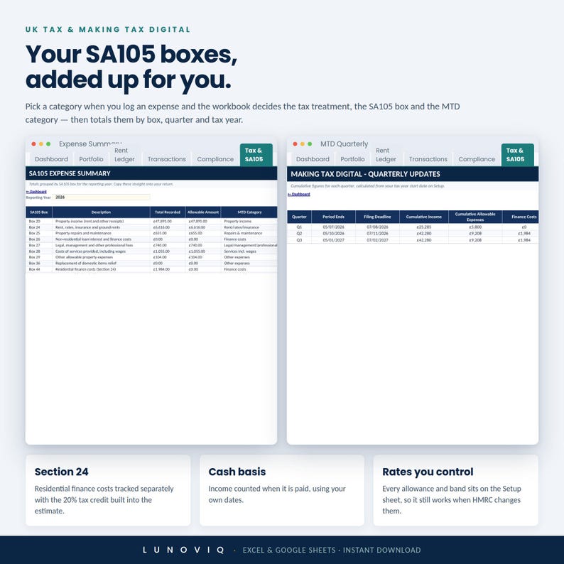 UK Landlord Spreadsheet, Rental Property Management Tracker, Excel & Google Sheets bild 6