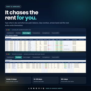 UK Landlord Spreadsheet, Rental Property Management Tracker, Excel & Google Sheets bild 4