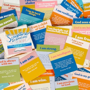 Affermazioni delle Scritture per bambini: carte delle Scritture, incoraggiamento, cristiano, studio della Bibbia, affermazione positiva