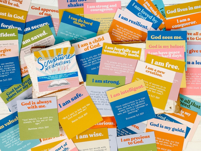 Schrift Affirmationen für Kinder Schriftkarten, Ermutigung, christlich, Bibelstudium, positive Affirmation Bild 1